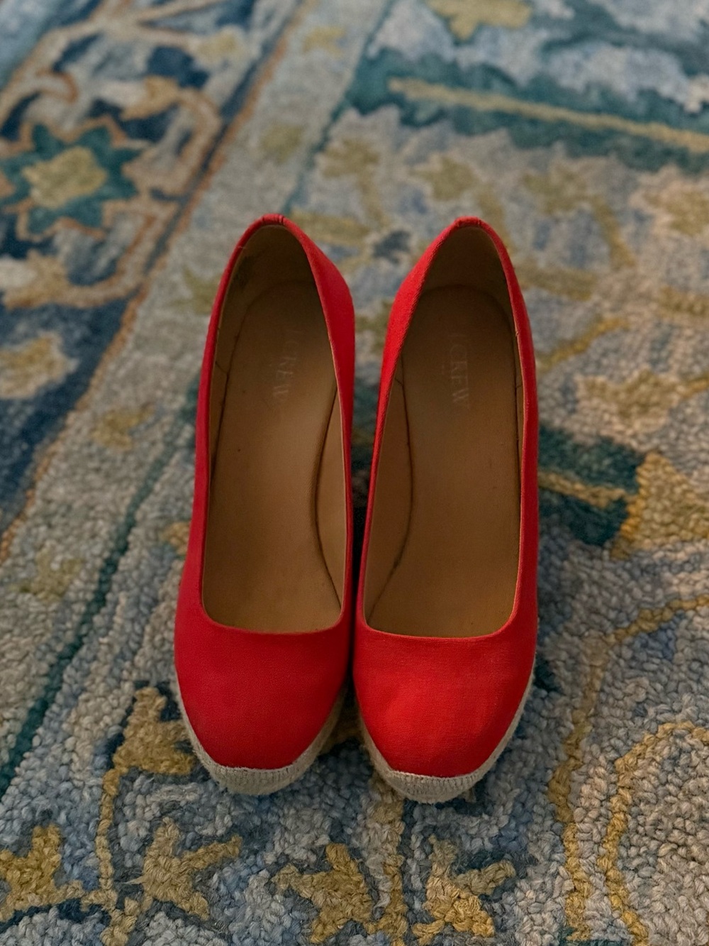J. Crew Red Canvas Espadrille Wedges
